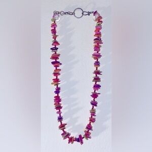 Boutique Pink Beaded Necklace in Sterling Silver